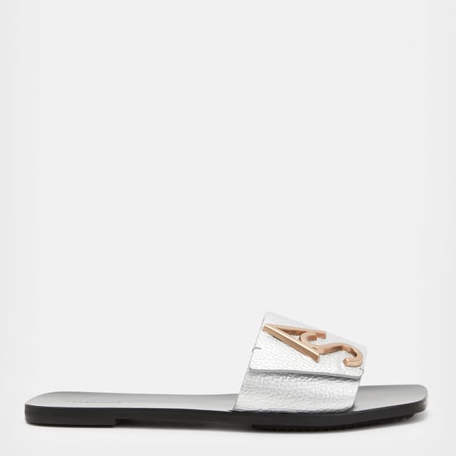 AllSaints Silver Leather Klara Slide Sandals
