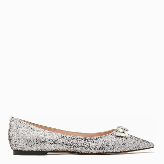 Kate Spade Silver Glitter Rhinestone Detail Pump Shoes 