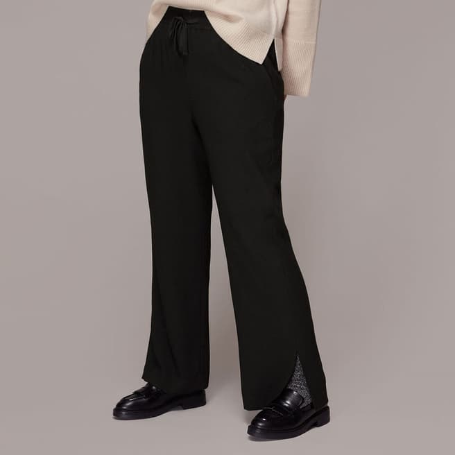 WHISTLES Black Side Split Trousers