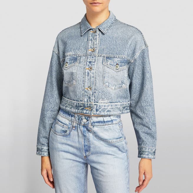 Rag & Bone Light Blue Cropped Miramar Denim Jacket 