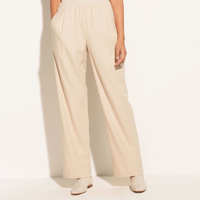 Vince Cream Flannel Wool Blend Trousers