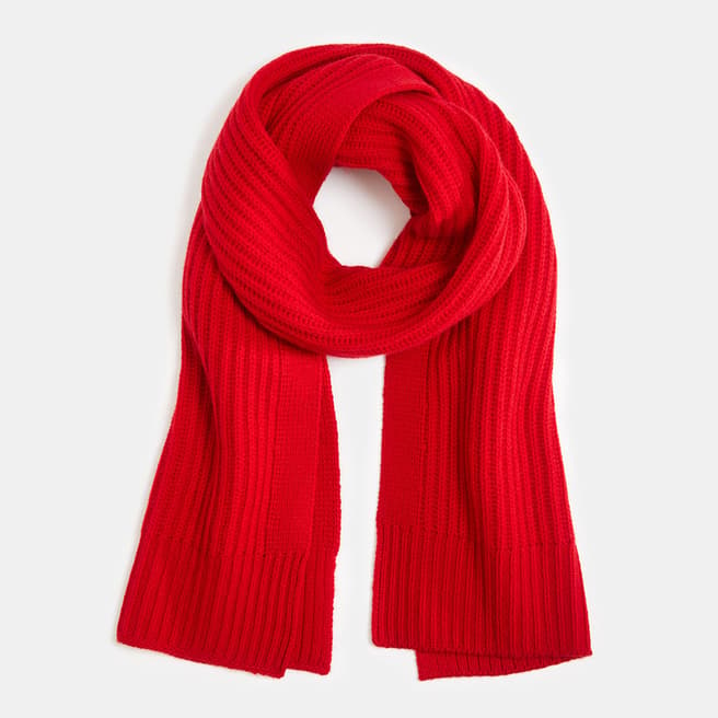 Vince Red Ribbed Cashmere Scarf