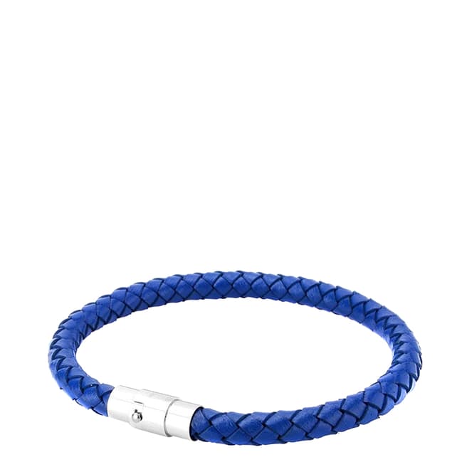 Stephen Oliver Silver & Blue Leather Bracelet