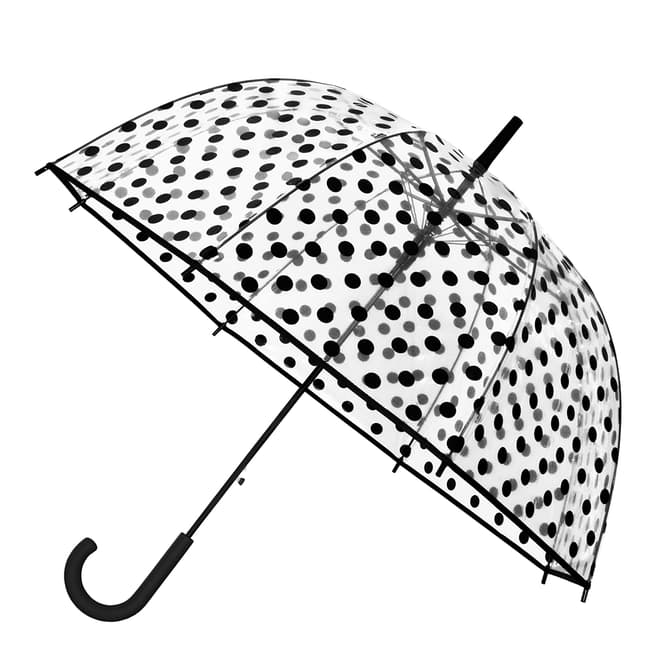 Falconetti Women's Transparent/Black Polka Dot Print Birdcage Umbrella