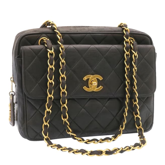 Vintage Chanel Black Chanel Sac Rabat Shoulder Bag