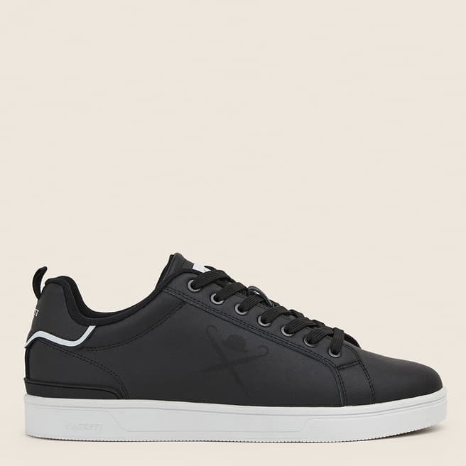 Hackett London Black Lace Up Leather Trainers