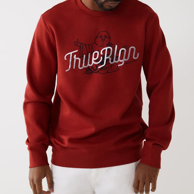 True Religion Red Buddha Graphic Cotton Blend Sweatshirt