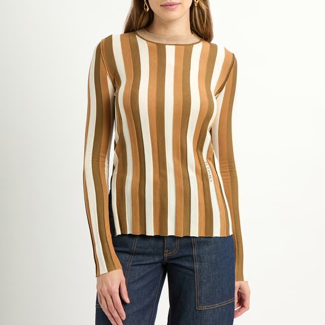 Sonia Rykiel Brown Silk Striped Jumper