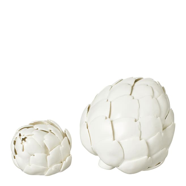 OKA Pair of Porcelain Artichokes, White