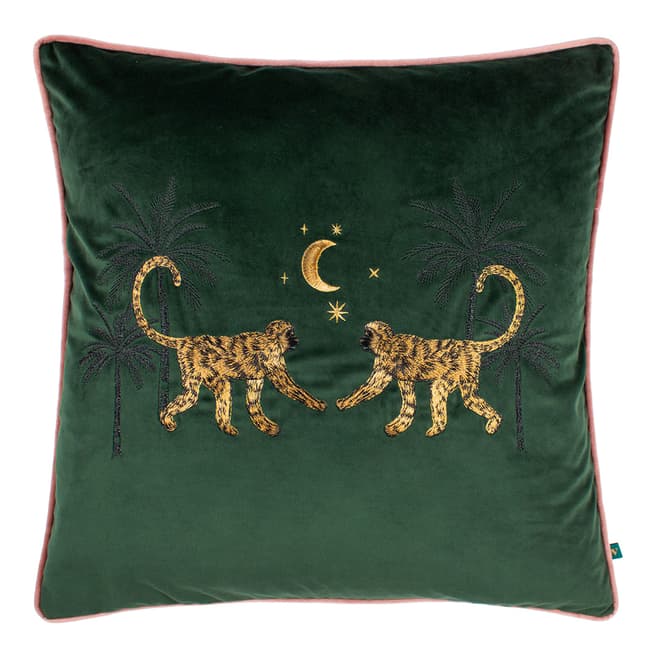 Wylder Tropics Dusk Monkey 50x50cm Cushion, Emerald