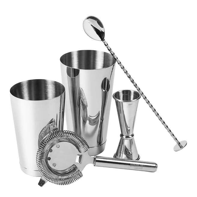 Urban Bar 5 Piece Silver Cocktail Set