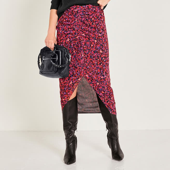 hush Red Floral Print Martella Midi Skirt