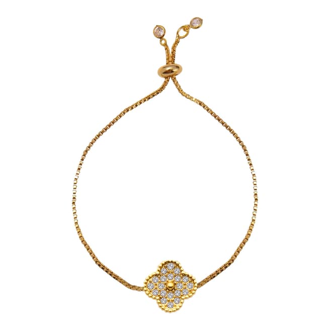 Liv Oliver 18K Gold Embelished Clover Bracelet