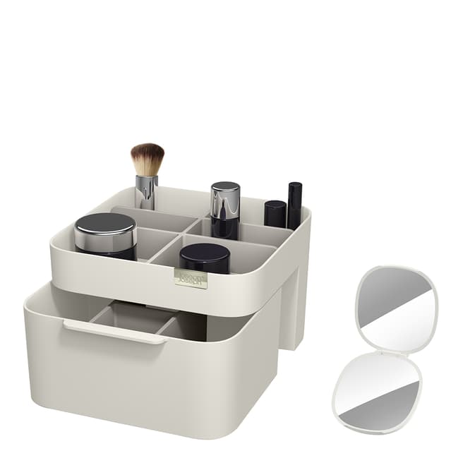 Joseph Joseph Make Me Up Compact Mirror & Makeup Organiser Set, White