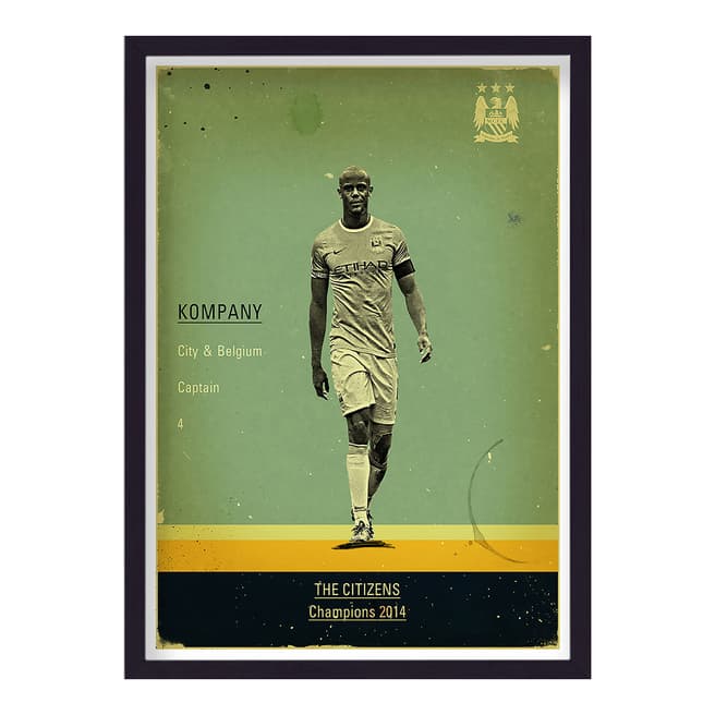 Football Heroes  Vincent Kompany Man City 44x33cm Framed Print