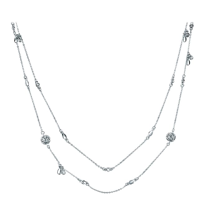 Saint Francis Crystals Silver Glass Pearl Swarovski Crystal Embellished Necklace