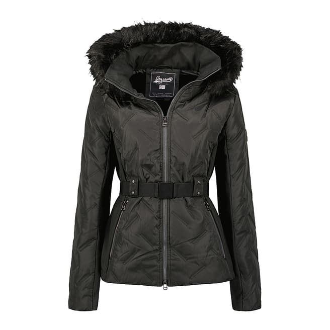 Geographical Norway Black Belted Padded Jacket 