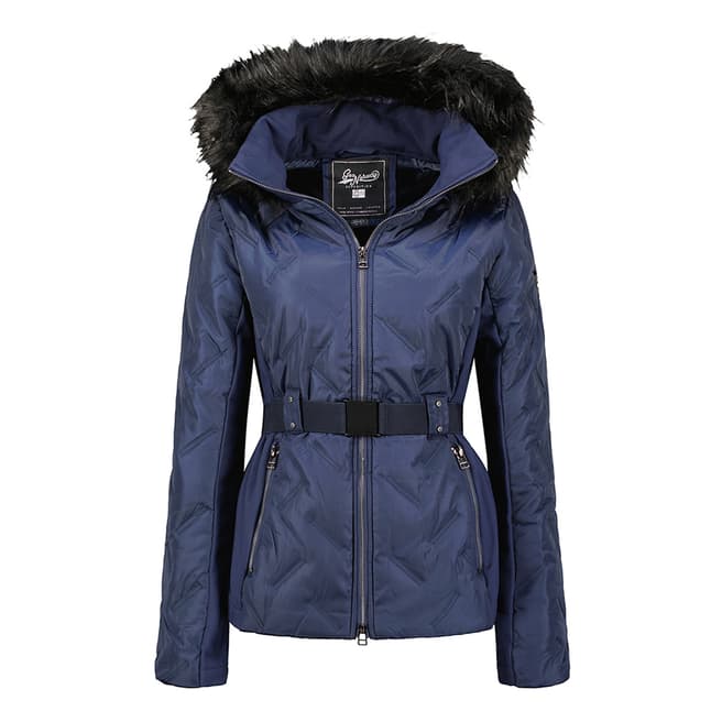 Geographical Norway Navy Belted Padded Jacket 