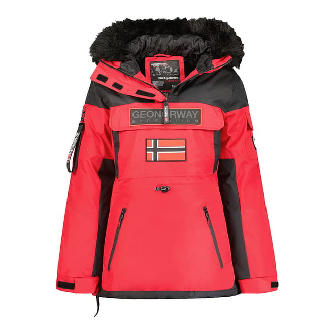 Geographical Norway Red Pull Over Hooded Jacket 