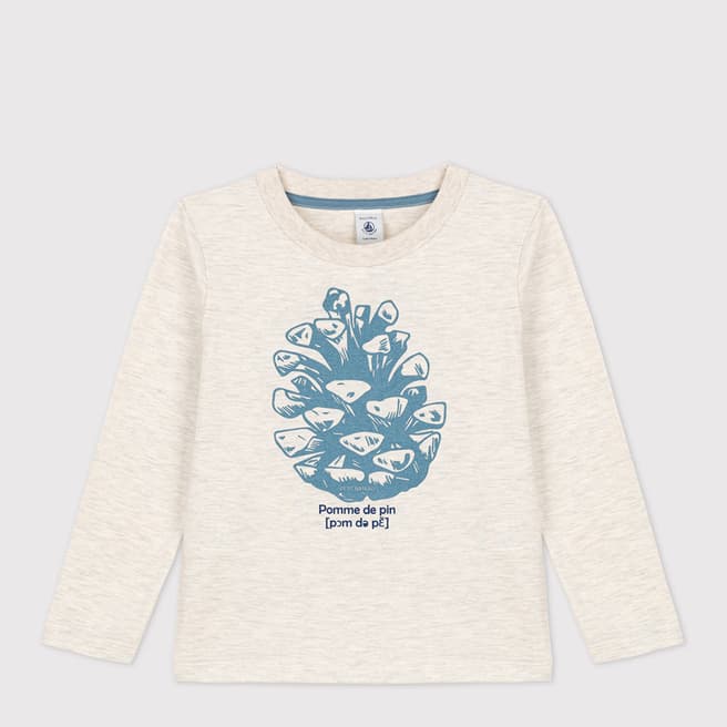 Petit Bateau Natural Graphic Long Sleeve Top