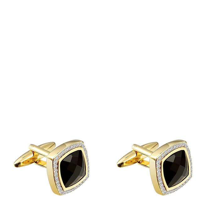 Stephen Oliver 18K Gold Black Cushion Shape Embelished Cufflinks