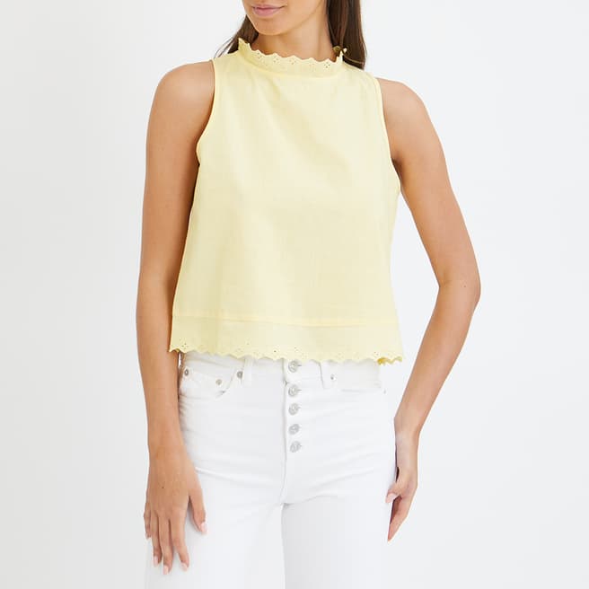 N°· Eleven Lemon Cotton Broderie Trim Sleeveless Top