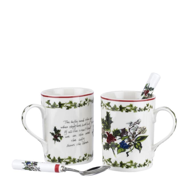 Portmeirion The Holly & The Ivy Mugs & Teaspoons Set