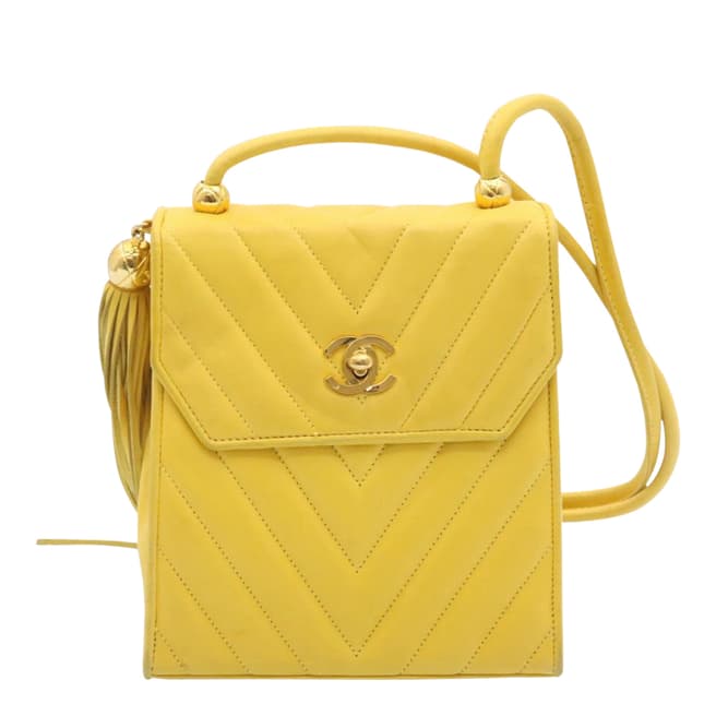 Vintage Chanel Yellow Chanel Shoulder Bag