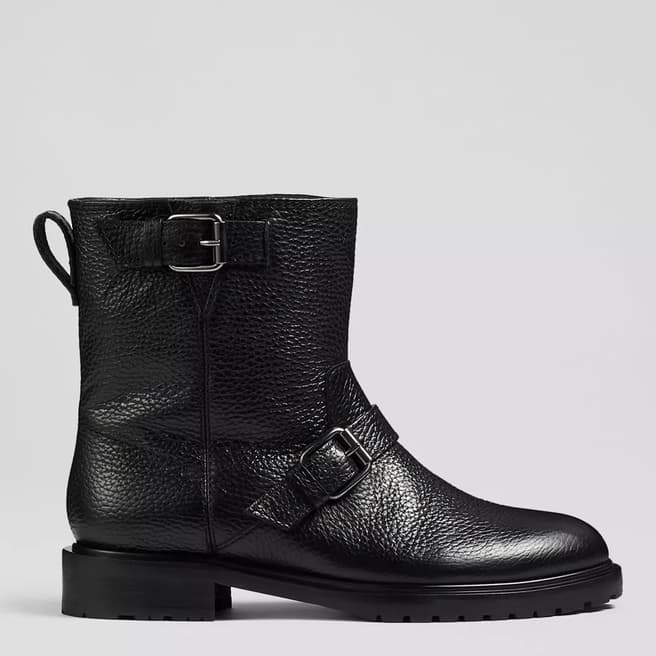 L K Bennett Black Niky Leather Biker Ankle Boots