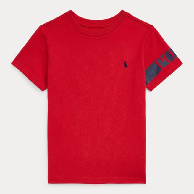 Polo Ralph Lauren Younger Boy's Red Branded Arm Logo Cotton T-Shirt