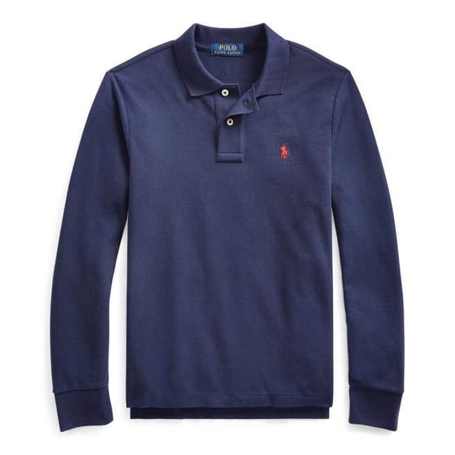 Polo Ralph Lauren Older Boy's Navy Slim Long Sleeve Cotton Polo Shirt