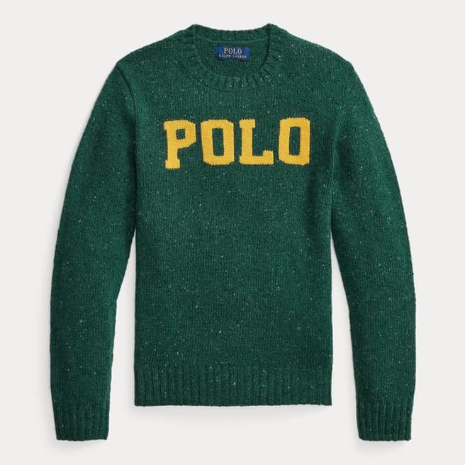 Polo Ralph Lauren Older Boy's Green Chest Logo Wool Blend Jumper