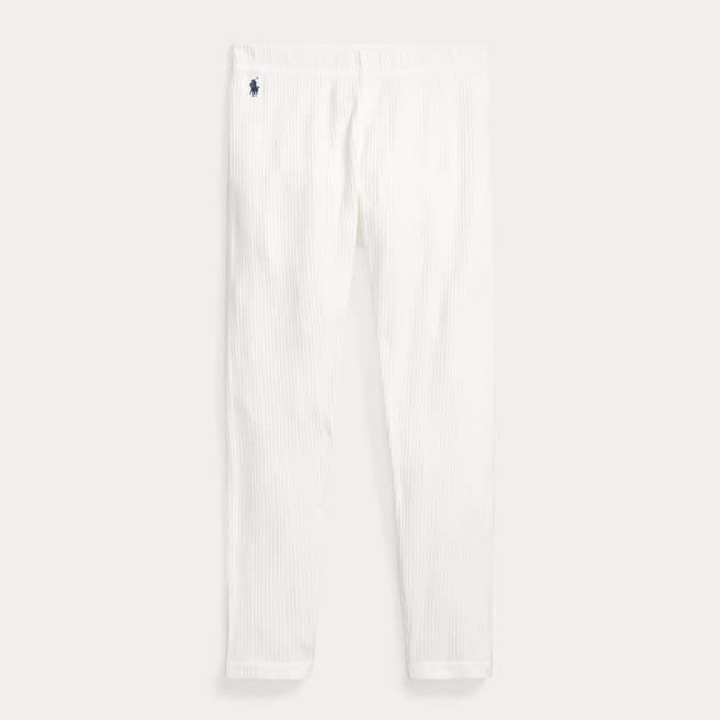 Polo Ralph Lauren Older Girl's White Ribbed Knit Leggings