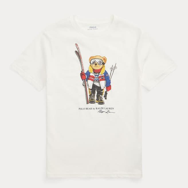 Polo Ralph Lauren Older Boy's White Teddy Bear Graphic Cotton T-Shirt