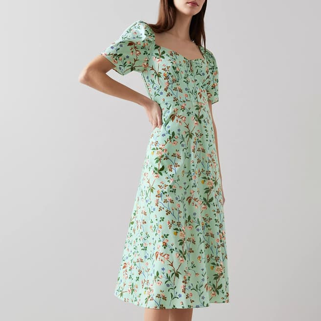 L K Bennett Mint Floral Phelia Cotton Dress