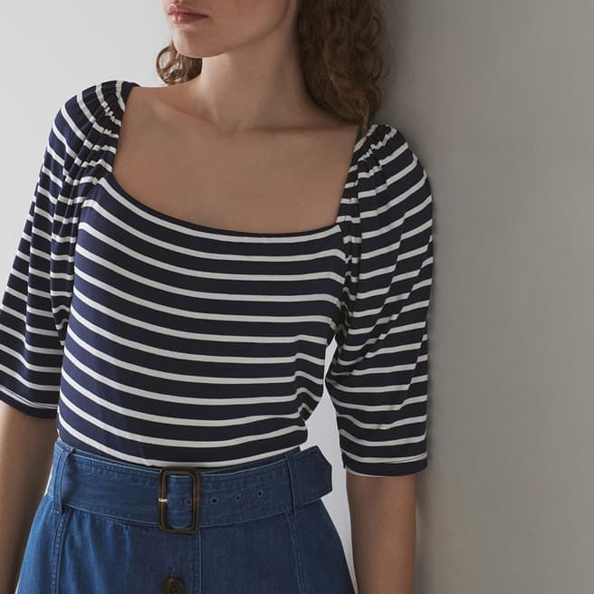 L K Bennett Multi Stripe Maddie Jersey Top