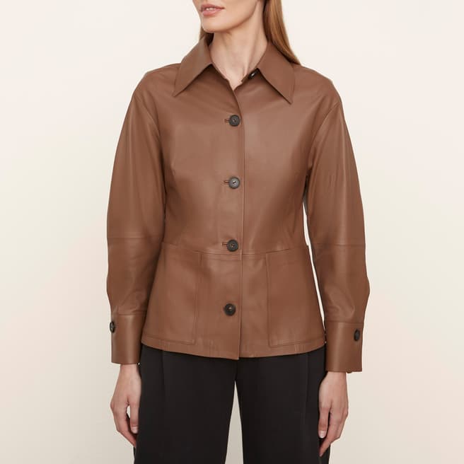 Vince Tan Sculpted Leather Shirt