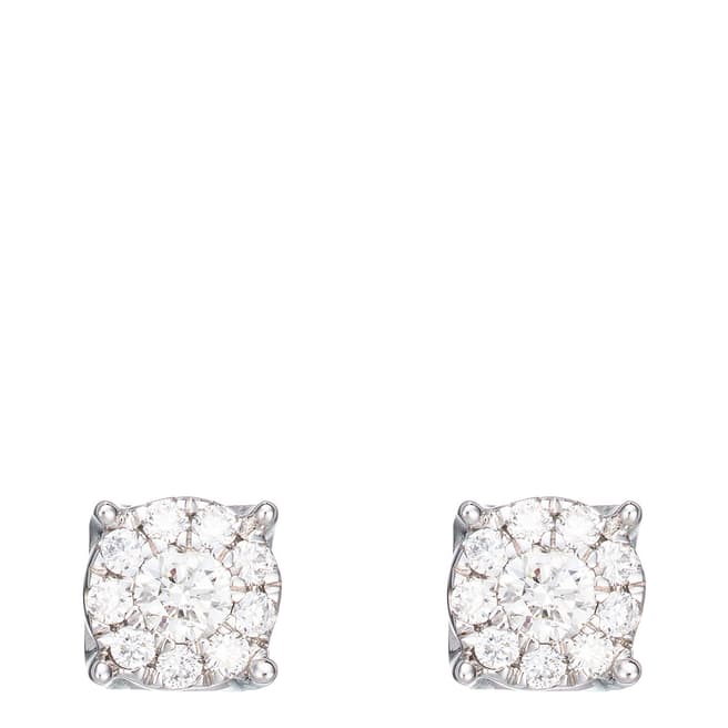 Paris Vendôme Silver Diamond Square Stud Earrings