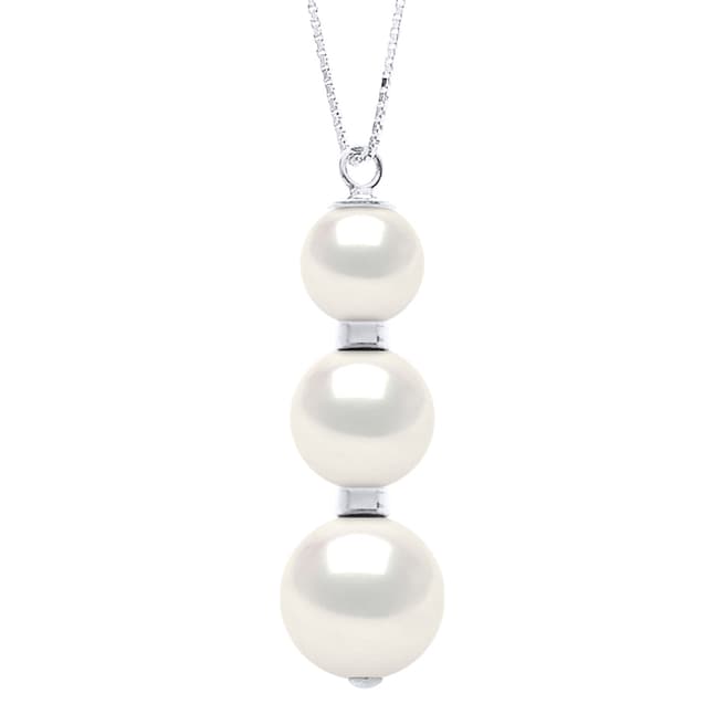 Just Pearl Silver/Black Trio Freshwater Pearl Pendant Necklace