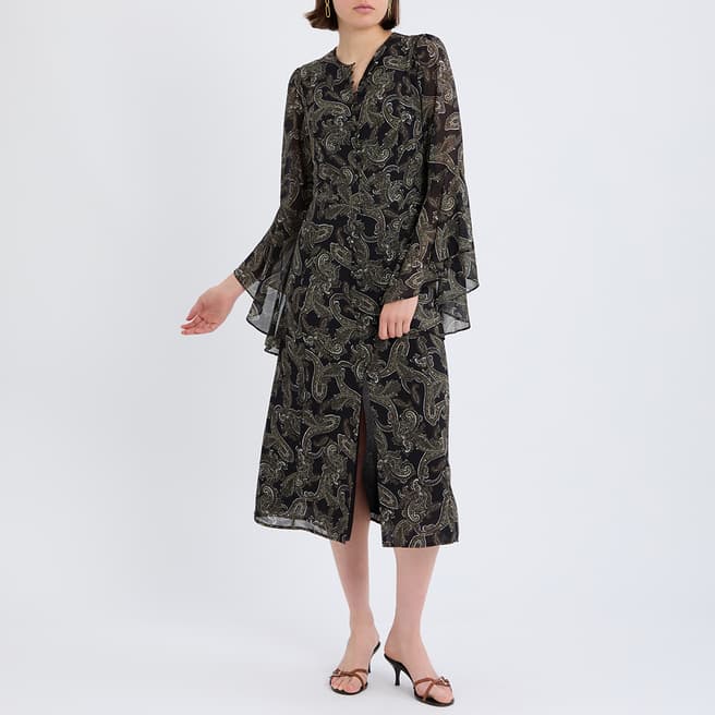 Michael Kors Olive Paisley Printed Midi Dress
