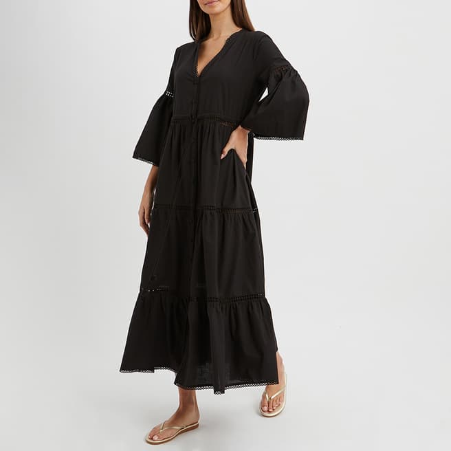 N°· Eleven Black Guipure Lace Trim Dress