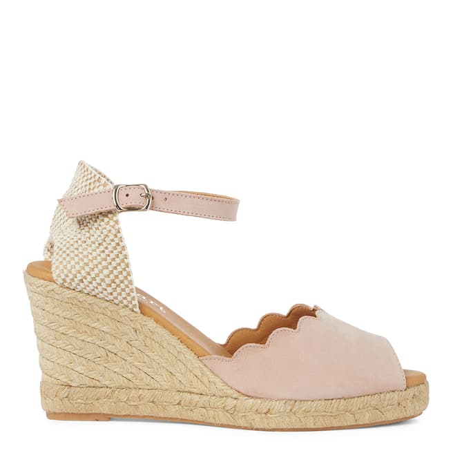Paseart Pink Suede Espadrille Wedge Sandals