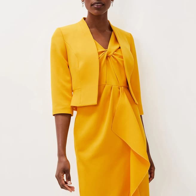 Phase Eight Yellow Rosalyn Fluted Sleeve Jacket