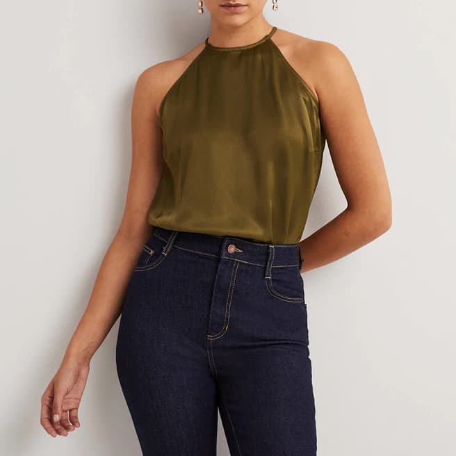 Boden Green Strappy Halterneck Satin Top