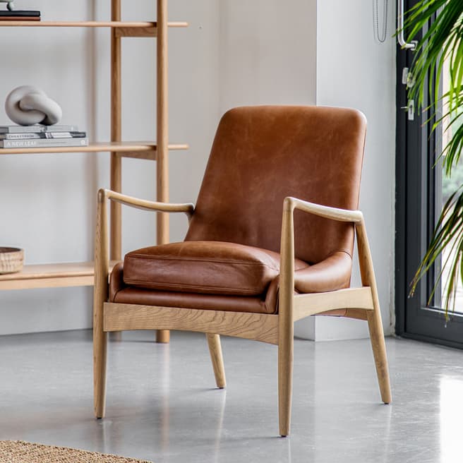 Gallery Living Cami Armchair, Brown Leather