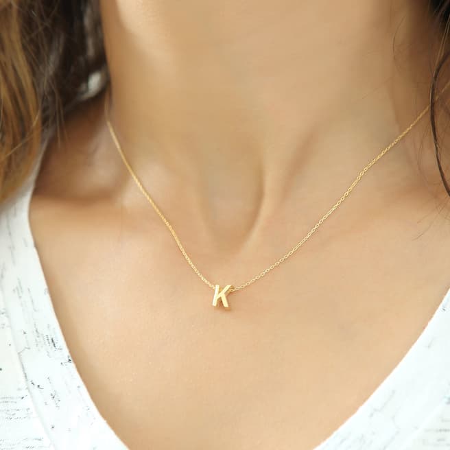 Azuris Silver Gold 'K' Initial Necklace