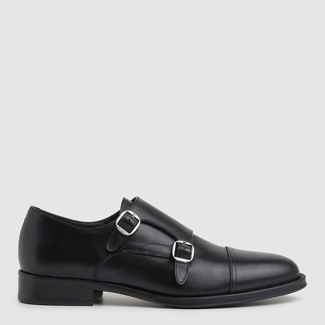 Hackett London Black Leather Buckle Shoes