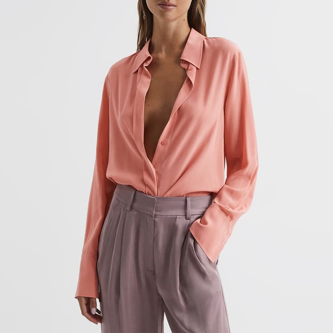 Reiss Pink Eden Silk Tunic Shirt