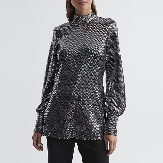 Reiss Silver Ariana Sequin Top