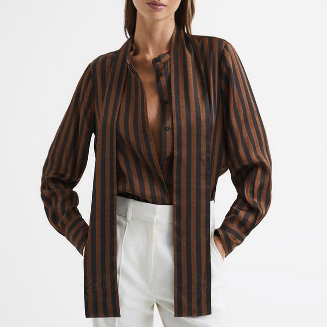 Reiss Brown Savannah Stripe Shirt